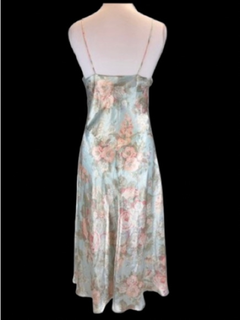 Vintage Victoria’s Secret Long Satin Slip Dress Floral Lace Trim Gold Label S - Picture 2 of 9